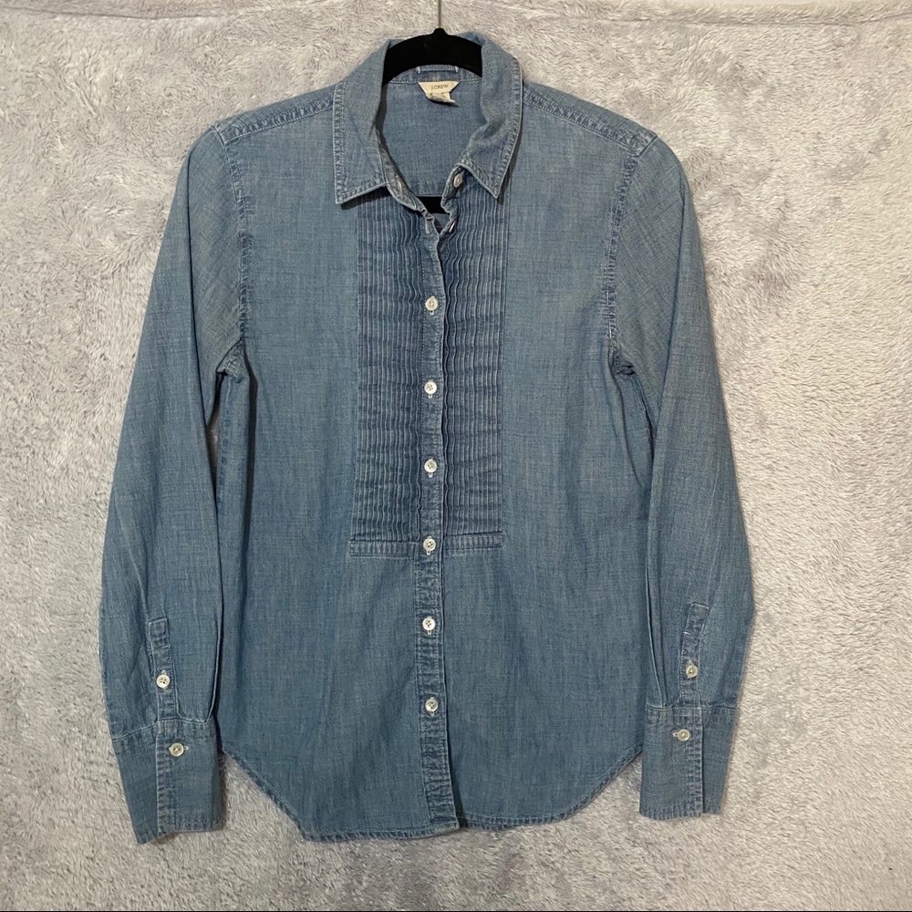 J. Crew Chambray Tuxedo Button Down Shirt - Picture 2 of 4